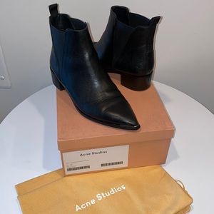Acne Studios Black Leather Chelsea Jensen Boot 38 7.5 Booties Shoes